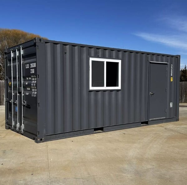 20 ft 20’ Slate Gray Shiplap 120V Shipping Container Office Minisplit - Image 3