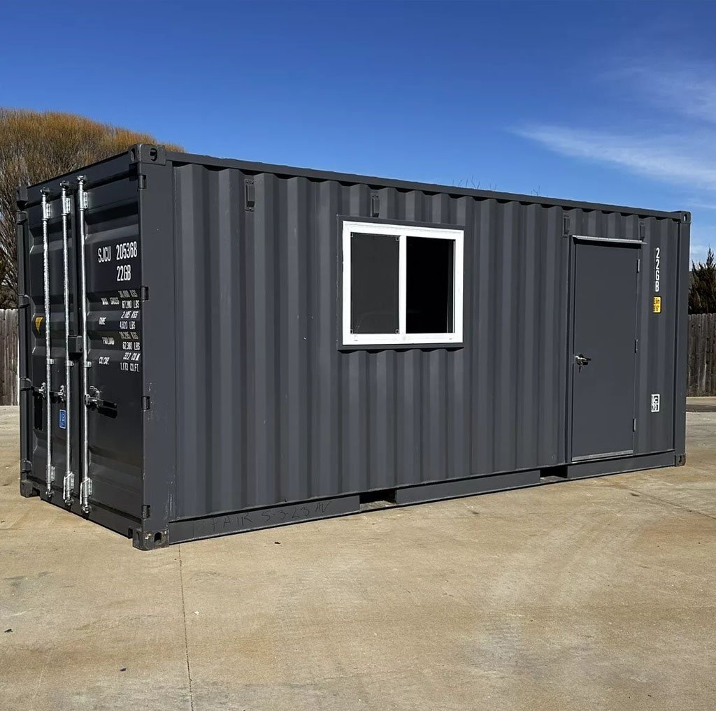 20 ft 20’ Slate Gray Shiplap 120V Shipping Container Office Minisplit - Image 3